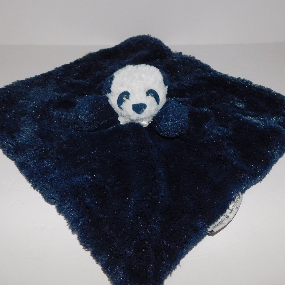 Blankets & Beyond Panda Bear Navy Blue White Security Blanket Nunu Baby Lovey